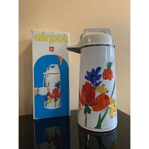 Vintage Everest Airpot 1.9L Hot Cold Coffee Tea Dispenser Flowers & Poppies A8